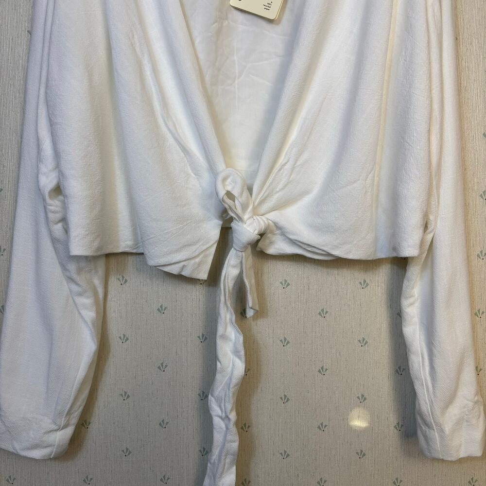 Peppermayo Parker Linen Knotted Top Size 12 White European Summer Resort NWT - Picture 5 of 9